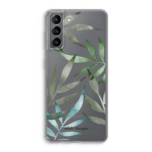 CaseCompany Tropical watercolor leaves: Samsung Galaxy S21 Transparant Hoesje