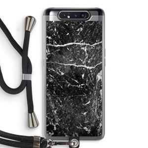 CaseCompany Zwart marmer: Samsung Galaxy A80 Transparant Hoesje met koord