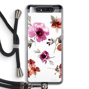 CaseCompany Geschilderde bloemen: Samsung Galaxy A80 Transparant Hoesje met koord