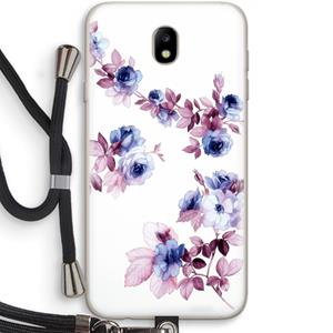CaseCompany Waterverf bloemen: Samsung Galaxy J7 (2017) Transparant Hoesje met koord