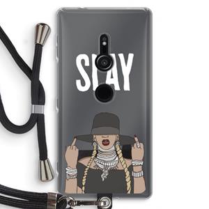 CaseCompany Slay All Day: Sony Xperia XZ2 Transparant Hoesje met koord