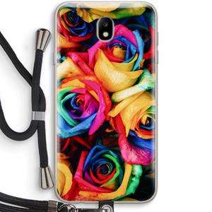 CaseCompany Neon bloemen: Samsung Galaxy J7 (2017) Transparant Hoesje met koord