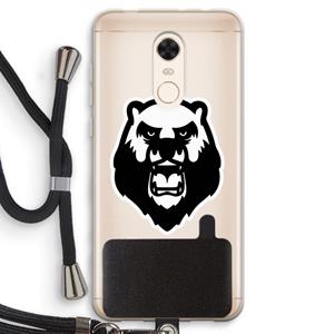 CaseCompany Angry Bear (white): Xiaomi Redmi 5 Transparant Hoesje met koord