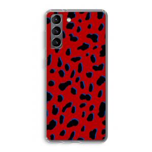 CaseCompany Red Leopard: Samsung Galaxy S21 Transparant Hoesje