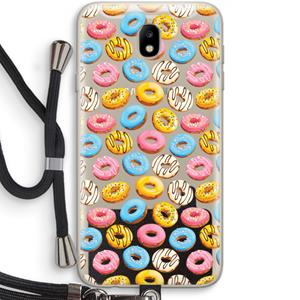 CaseCompany Pink donuts: Samsung Galaxy J7 (2017) Transparant Hoesje met koord