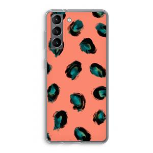 CaseCompany Pink Cheetah: Samsung Galaxy S21 Transparant Hoesje