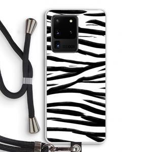 CaseCompany Zebra pattern: Samsung Galaxy S20 Ultra Transparant Hoesje met koord