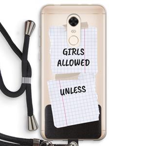 CaseCompany No Girls Allowed Unless: Xiaomi Redmi 5 Transparant Hoesje met koord