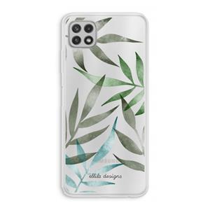 CaseCompany Tropical watercolor leaves: Samsung Galaxy A22 4G Transparant Hoesje