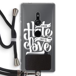 CaseCompany Turn hate into love: Sony Xperia XZ2 Transparant Hoesje met koord