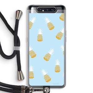 CaseCompany Ananasjes: Samsung Galaxy A80 Transparant Hoesje met koord