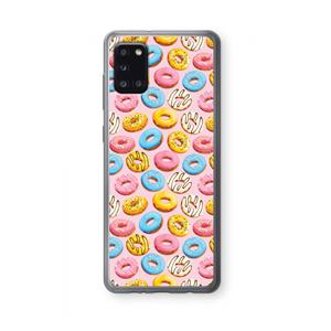 CaseCompany Pink donuts: Samsung Galaxy A31 Transparant Hoesje