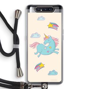 CaseCompany Vliegende eenhoorn: Samsung Galaxy A80 Transparant Hoesje met koord