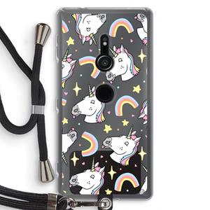CaseCompany Rainbow Unicorn: Sony Xperia XZ2 Transparant Hoesje met koord