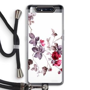 CaseCompany Mooie bloemen: Samsung Galaxy A80 Transparant Hoesje met koord