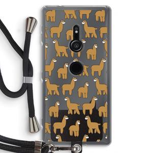CaseCompany Alpacas: Sony Xperia XZ2 Transparant Hoesje met koord