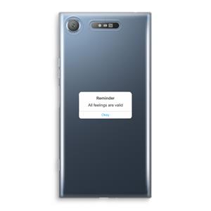 CaseCompany Reminder: Sony Xperia XZ1 Transparant Hoesje