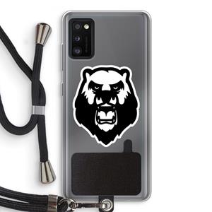 CaseCompany Angry Bear (white): Samsung Galaxy A41 Transparant Hoesje met koord