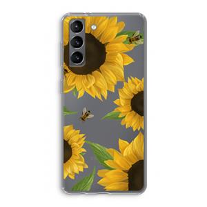 CaseCompany Sunflower and bees: Samsung Galaxy S21 Transparant Hoesje