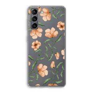 CaseCompany Peachy flowers: Samsung Galaxy S21 Transparant Hoesje