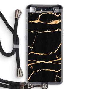 CaseCompany Gouden marmer: Samsung Galaxy A80 Transparant Hoesje met koord