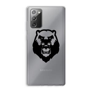 CaseCompany Angry Bear (black): Samsung Galaxy Note 20 / Note 20 5G Transparant Hoesje
