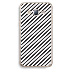 CaseCompany Strepen zwart-wit: Samsung Galaxy J3 (2016) Transparant Hoesje