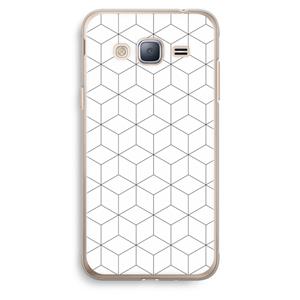 CaseCompany Zwart-witte kubussen: Samsung Galaxy J3 (2016) Transparant Hoesje