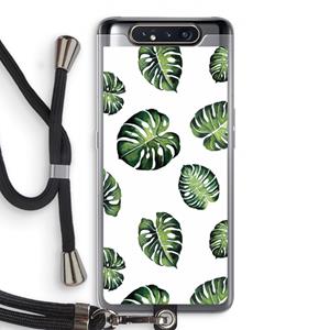 CaseCompany Tropische bladeren: Samsung Galaxy A80 Transparant Hoesje met koord