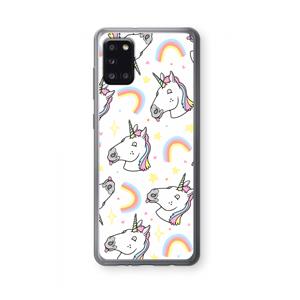 CaseCompany Rainbow Unicorn: Samsung Galaxy A31 Transparant Hoesje