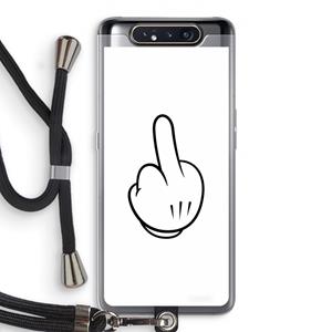 CaseCompany Middle finger white: Samsung Galaxy A80 Transparant Hoesje met koord