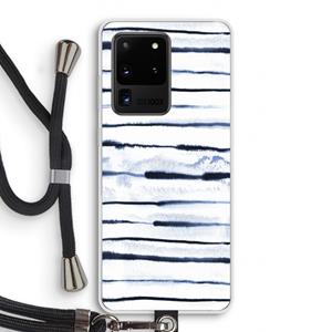 CaseCompany Ink Stripes: Samsung Galaxy S20 Ultra Transparant Hoesje met koord