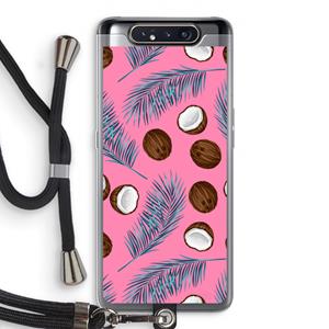 CaseCompany Kokosnoot roze: Samsung Galaxy A80 Transparant Hoesje met koord