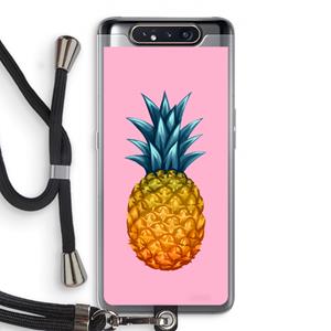CaseCompany Grote ananas: Samsung Galaxy A80 Transparant Hoesje met koord