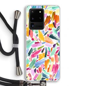 CaseCompany Watercolor Brushstrokes: Samsung Galaxy S20 Ultra Transparant Hoesje met koord