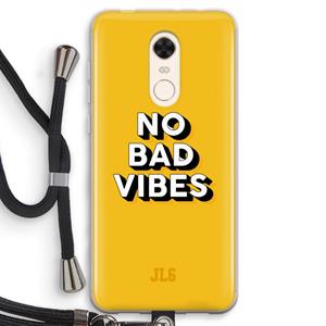 CaseCompany No Bad Vibes: Xiaomi Redmi 5 Transparant Hoesje met koord