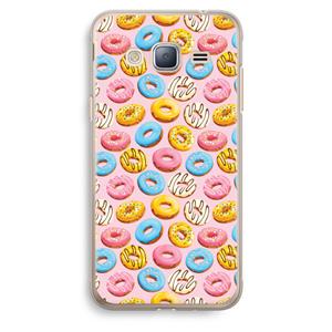CaseCompany Pink donuts: Samsung Galaxy J3 (2016) Transparant Hoesje