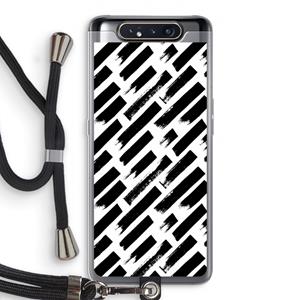 CaseCompany Zwarte vegen: Samsung Galaxy A80 Transparant Hoesje met koord