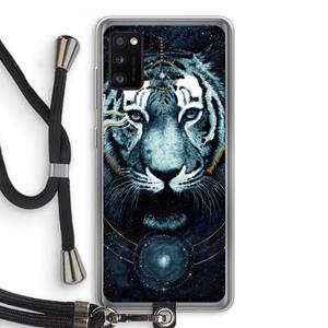 CaseCompany Darkness Tiger: Samsung Galaxy A41 Transparant Hoesje met koord