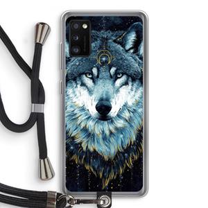 CaseCompany Darkness Wolf: Samsung Galaxy A41 Transparant Hoesje met koord