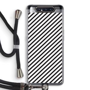 CaseCompany Strepen zwart-wit: Samsung Galaxy A80 Transparant Hoesje met koord
