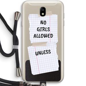 CaseCompany No Girls Allowed Unless: Samsung Galaxy J7 (2017) Transparant Hoesje met koord