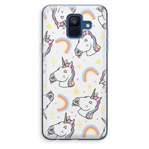 CaseCompany Rainbow Unicorn: Samsung Galaxy A6 (2018) Transparant Hoesje