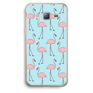 CaseCompany Anything Flamingoes: Samsung Galaxy J3 (2016) Transparant Hoesje