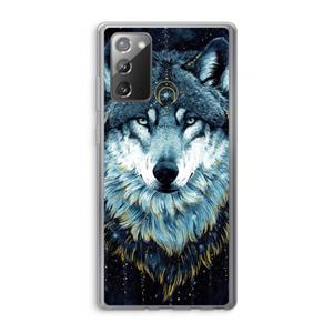CaseCompany Darkness Wolf: Samsung Galaxy Note 20 / Note 20 5G Transparant Hoesje