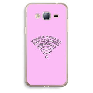CaseCompany Home Is Where The Wifi Is: Samsung Galaxy J3 (2016) Transparant Hoesje