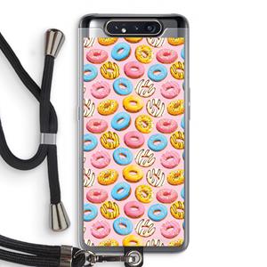 CaseCompany Pink donuts: Samsung Galaxy A80 Transparant Hoesje met koord