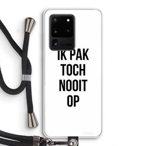 CaseCompany Ik pak nooit op: Samsung Galaxy S20 Ultra Transparant Hoesje met koord