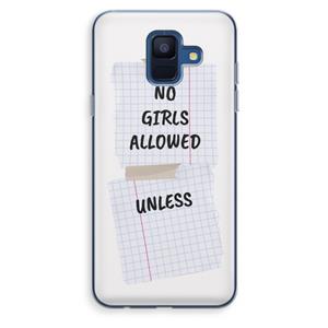 CaseCompany No Girls Allowed Unless: Samsung Galaxy A6 (2018) Transparant Hoesje