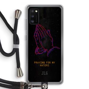 CaseCompany Praying For My Haters: Samsung Galaxy A41 Transparant Hoesje met koord